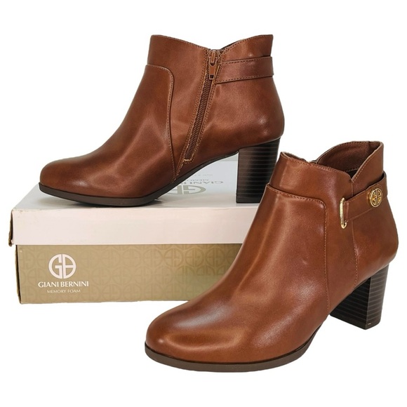 Giani Bernini Artemyss Brown Faux Leather Womens Ankle Boots Size 8.5W - Picture 11 of 13